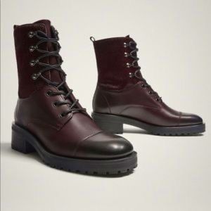 Massimo Dutti Burgundy Leather Boots